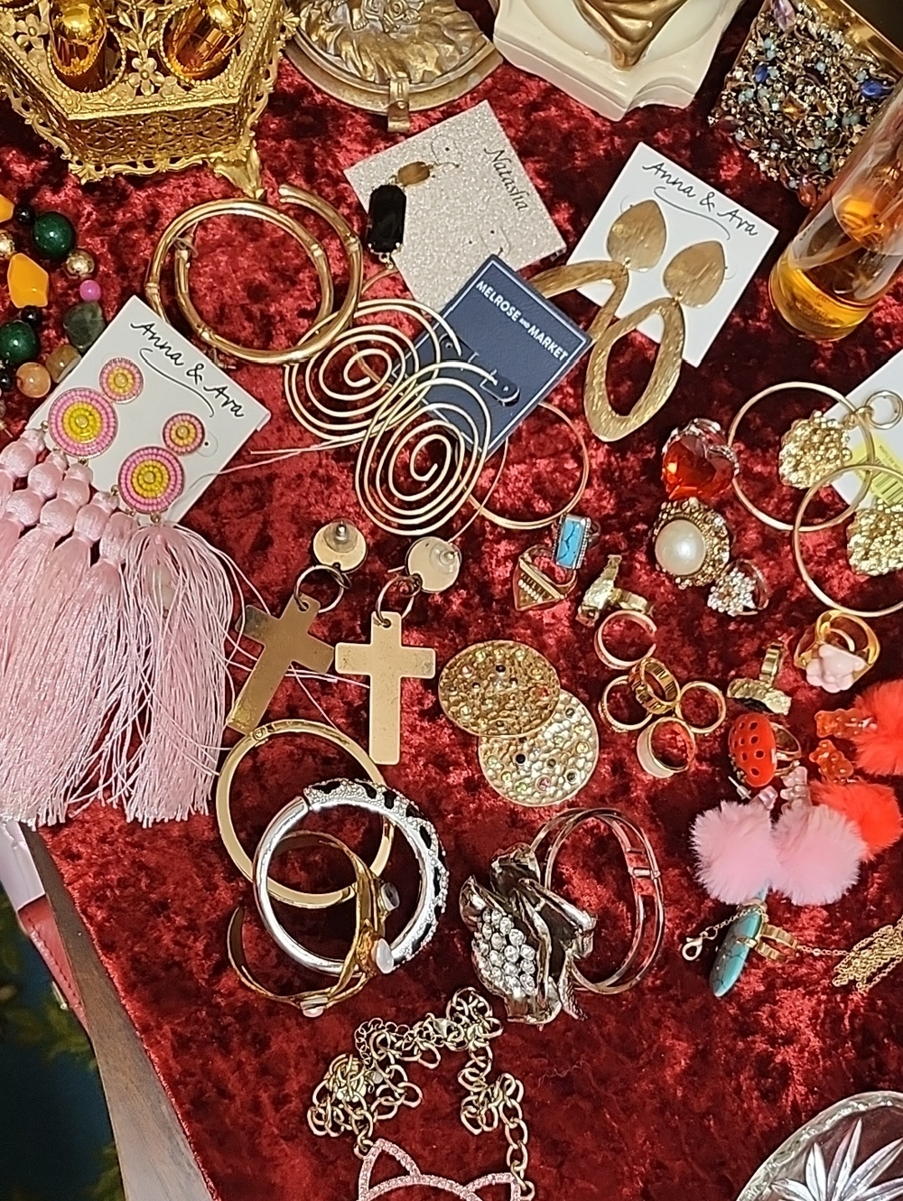 Mixed Fashion Jewelry Lot in Gold & Pink Accents